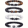 Beaded Bracelet White Turquoise Black Gallstone Tiger Eye Stone Volcanic Stone Handmade Fashion Geometric Unisex
