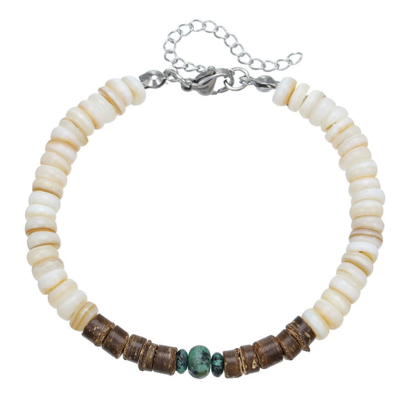 Beaded Bracelet Wooden Beads Stone Stainless Steel Geometric Handmade Unisex