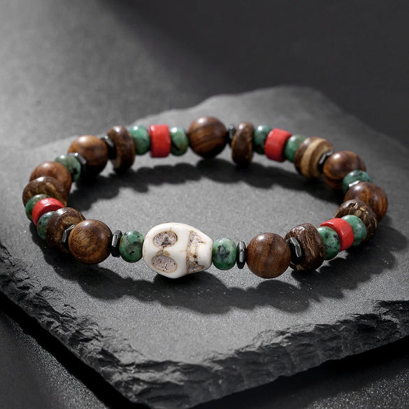Beaded Bracelet Wooden Beads Stone Stainless Steel Geometric Handmade Unisex
