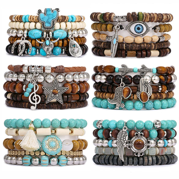 Beaded Bracelets Wood Zinc Alloy Natural Stone Geometric Electroplating Unisex