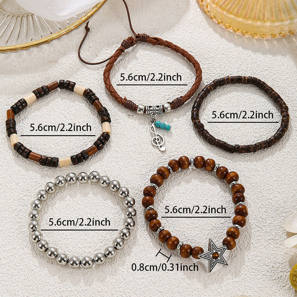 Beaded Bracelets Wood Zinc Alloy Natural Stone Geometric Electroplating Unisex