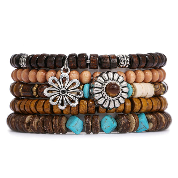 Beaded Bracelets Wood Zinc Alloy Natural Stone Geometric Electroplating Unisex