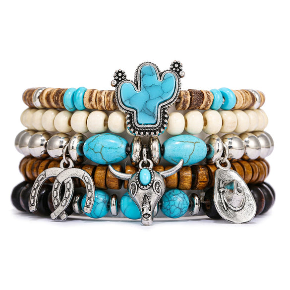 Beaded Bracelets Wood Zinc Alloy Natural Stone Geometric Electroplating Unisex