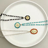 Beaded Cross Totem Pendant Stainless Steel Necklace Women's Jewelry Electroplated