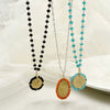 Beaded Cross Totem Pendant Stainless Steel Necklace Women's Jewelry Electroplated