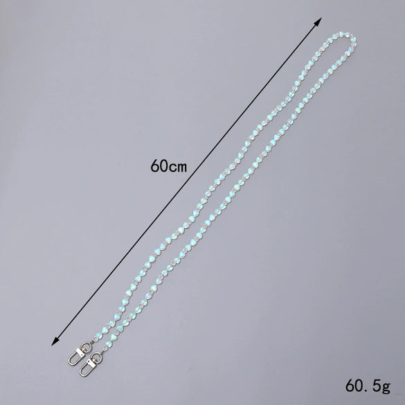 Beaded Crossbody Chain Bag Hanging Accessories Mobile Phone Case Keychain Pendant Mobile Phone Lanyard With Love Water Drops Bell Patterns Semimanual For Women