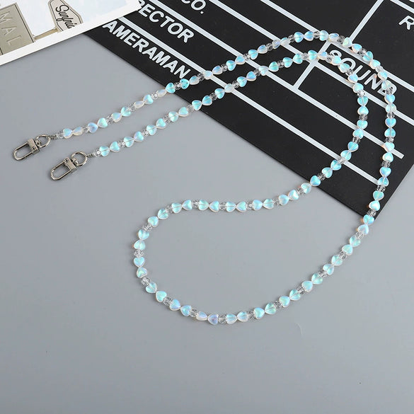 Beaded Crossbody Chain Bag Hanging Accessories Mobile Phone Case Keychain Pendant Mobile Phone Lanyard With Love Water Drops Bell Patterns Semimanual For Women