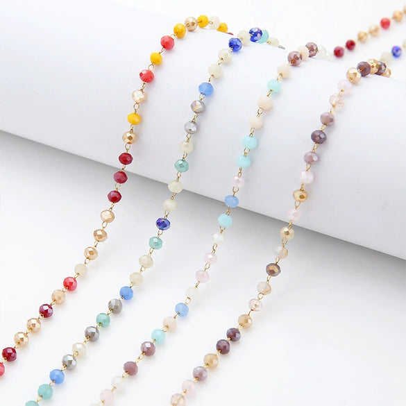 Beaded Crystal Chain Jewelry Accessories Mobile Phone Accessories Stainless Steel 18K Plated Handmade Bracelet Chain