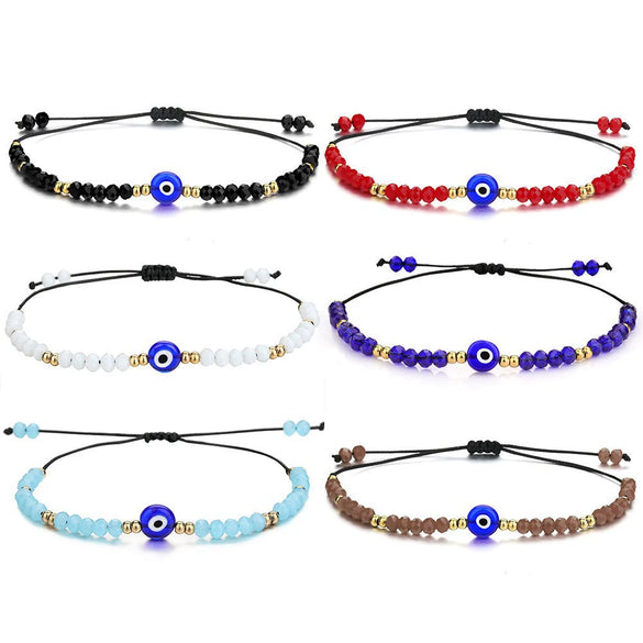 Beaded Crystal Glass Hand Woven Evil Devil Eye Unisex Bracelet