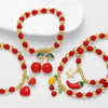 Beaded Fruit Cherry Love Bracelet Copper Electroplated For Women