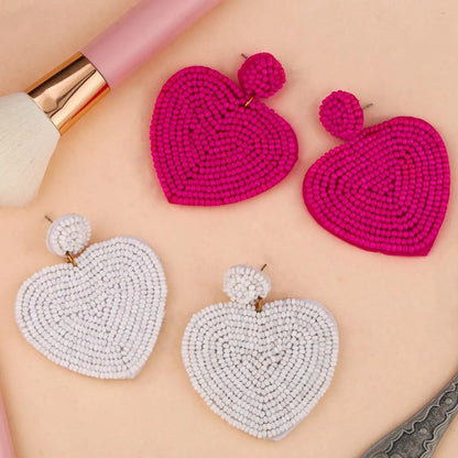 Beaded Heart-shaped Earrings Nhas150813