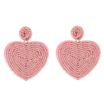 Beaded Heart-shaped Earrings Nhas150813