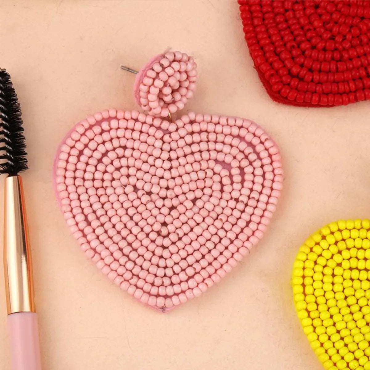 Beaded Heart-shaped Earrings Nhas150813