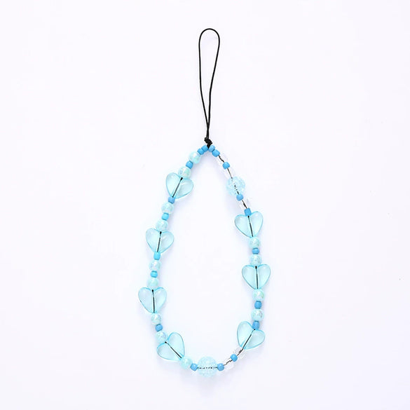 Beaded Mobile Phone Chain Lanyard Key Chain Pendant Handmade With Heart Pattern