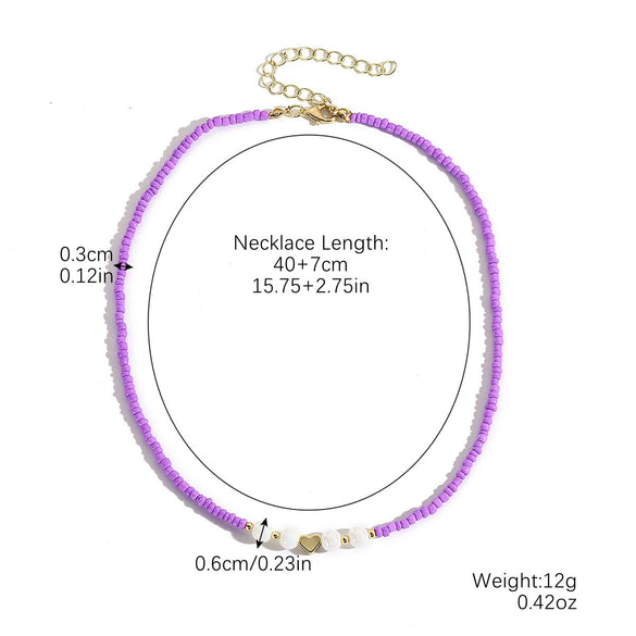 Beaded Necklace Clavicle Chain Imitation Pearl Alloy Heart Flowers Geometric Design Diamond Style For Women