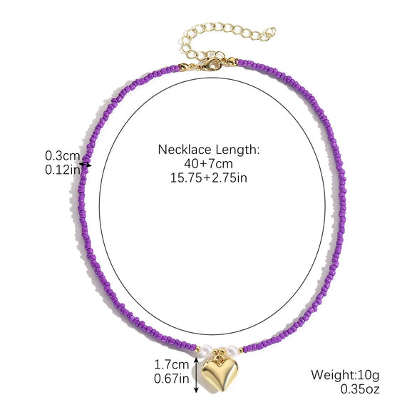 Beaded Necklace Clavicle Chain Imitation Pearl Alloy Heart Flowers Geometric Design Diamond Style For Women