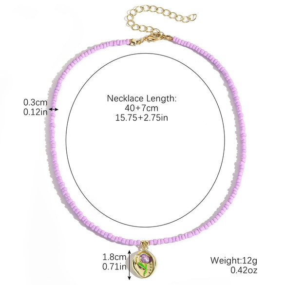 Beaded Necklace Clavicle Chain Imitation Pearl Alloy Heart Flowers Geometric Design Diamond Style For Women