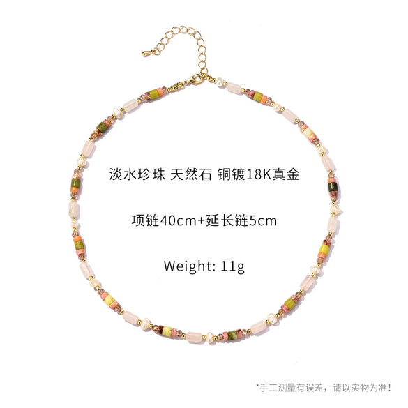Beaded Necklace For Women Colorful Light Luxury Niche Bohemian Style Nonfading