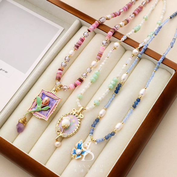Beaded Necklace For Women Colorful Light Luxury Niche Bohemian Style Nonfading