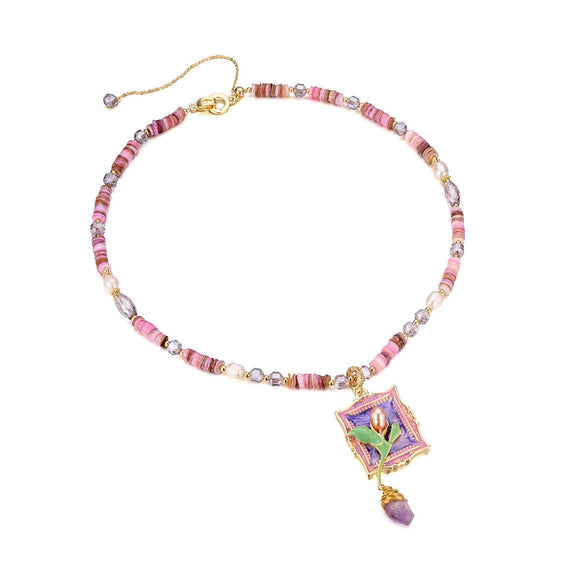 Beaded Necklace For Women Colorful Light Luxury Niche Bohemian Style Nonfading