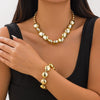 Beaded Necklace Geometric Style Ccb Material Electroplating Treatment Irregular Round Ball Chain For Women