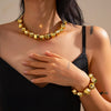 Beaded Necklace Geometric Style Ccb Material Electroplating Treatment Irregular Round Ball Chain For Women
