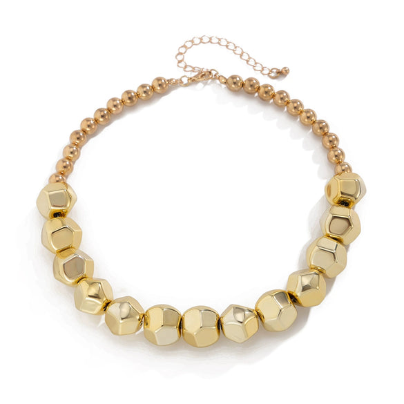 Beaded Necklace Geometric Style Ccb Material Electroplating Treatment Irregular Round Ball Chain For Women