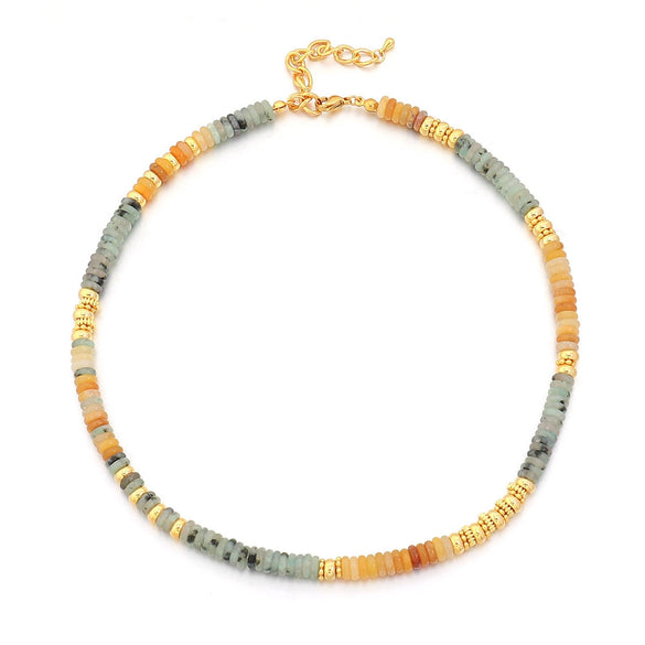 Beaded Necklace Natural Stone Copper Geometric Handmade Bohemian Style