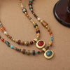 Beaded Necklace Natural Stone Geometric Vintage Handmade Women's