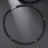 Beaded Necklace Stainless Steel Black Frosted Faceted Black Agate Hiphop Punk Handmade Unisex