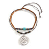 Beaded Necklace Women's Vintage Turquoise Alloy Pendant With Leaf Pattern And Electroplating Treatment