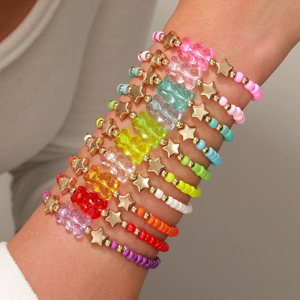 Beaded Rainbow Acrylic Animal Handmade Unisex Bracelet