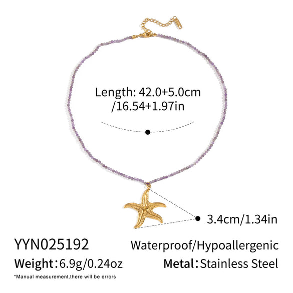 Beaded Simple Fashionable Matching Starfish Turtle Bow Fish Pearl Necklace For Girls Handmade With Electroplating Stainless Steel Material In Animal Zodiac Shape
