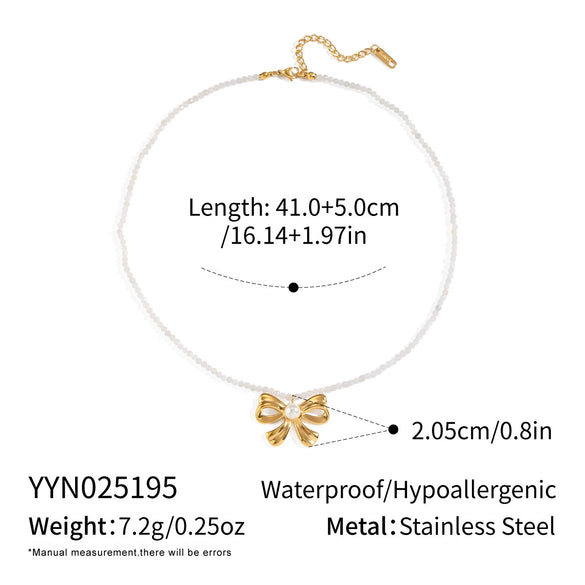 Beaded Simple Fashionable Matching Starfish Turtle Bow Fish Pearl Necklace For Girls Handmade With Electroplating Stainless Steel Material In Animal Zodiac Shape