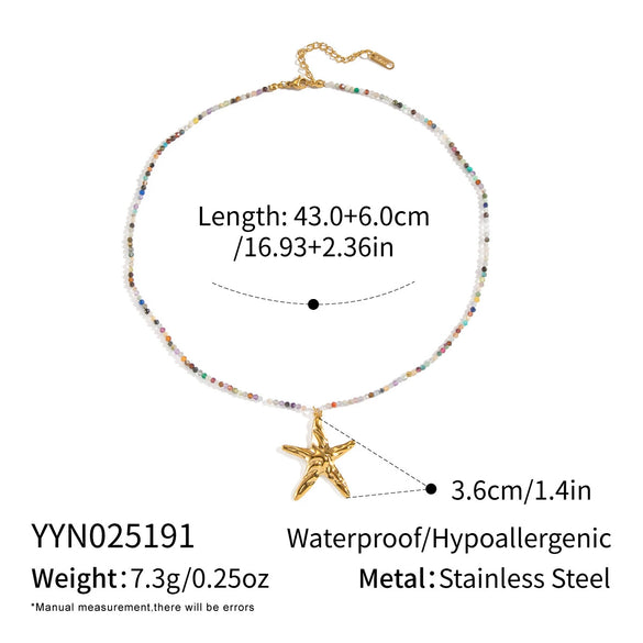 Beaded Simple Fashionable Matching Starfish Turtle Bow Fish Pearl Necklace For Girls Handmade With Electroplating Stainless Steel Material In Animal Zodiac Shape