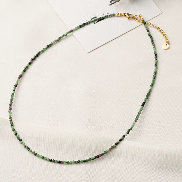 Beaded Stacking Necklace Stainless Steel Geometric Handmade Natural Stone Clavicle Chain