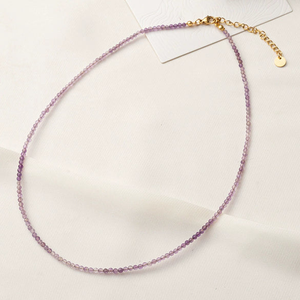 Beaded Stacking Necklace Stainless Steel Geometric Handmade Natural Stone Clavicle Chain