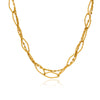 Beaded Stainless Steel Geometric Hollow Hammer Pattern Electroplating Necklace For Women