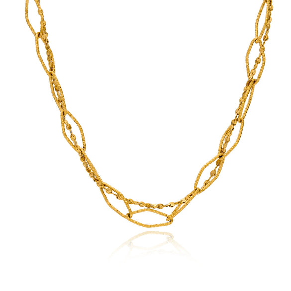 Beaded Stainless Steel Geometric Hollow Hammer Pattern Electroplating Necklace For Women