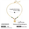 Beaded Stainless Steel Geometric Hollow Hammer Pattern Electroplating Necklace For Women