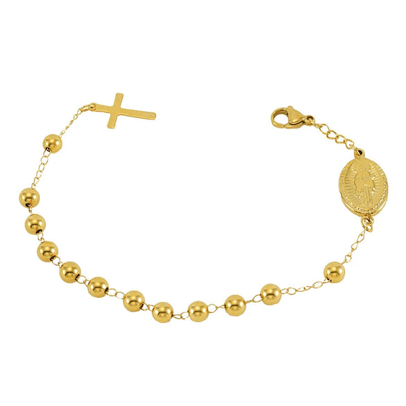 Beaded 316L Stainless Steel Unisex Geometric Bracelet With Electroplating