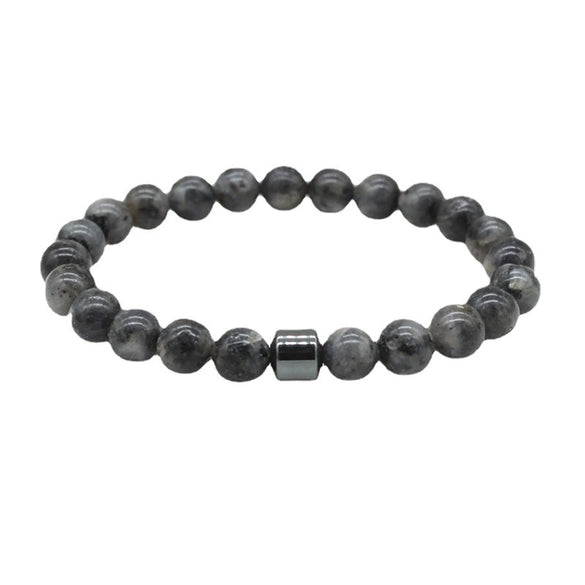 Beaded Unisex Tiger Eye Volcanic Map Stone Geometric Bracelet With Polish Finish