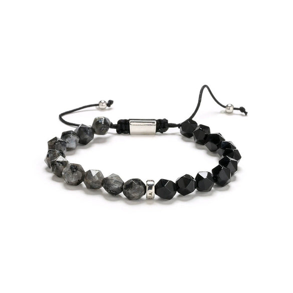Beaded Woven Bracelet Tiger Eye Stone Black Agate Geometric Handmade For Men And Women