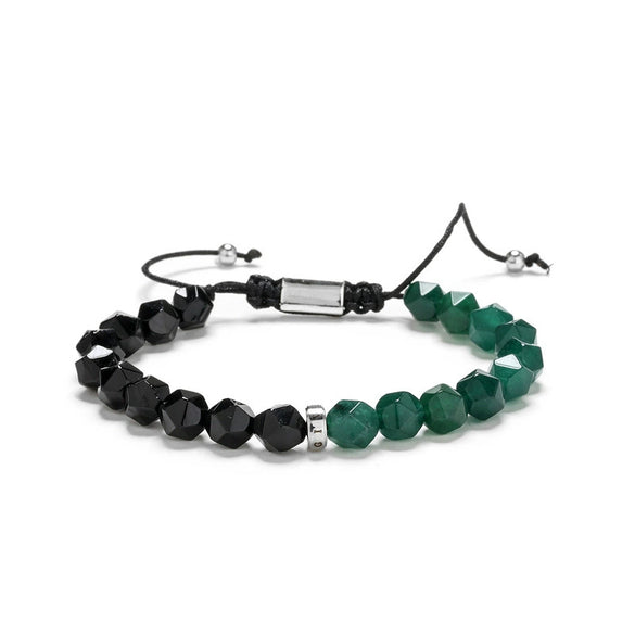 Beaded Woven Bracelet Tiger Eye Stone Black Agate Geometric Handmade For Men And Women