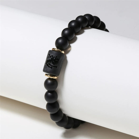 Beads Elastic Bracelet Synthetic Stone Geometric Twelve Constellations Handmade Unisex