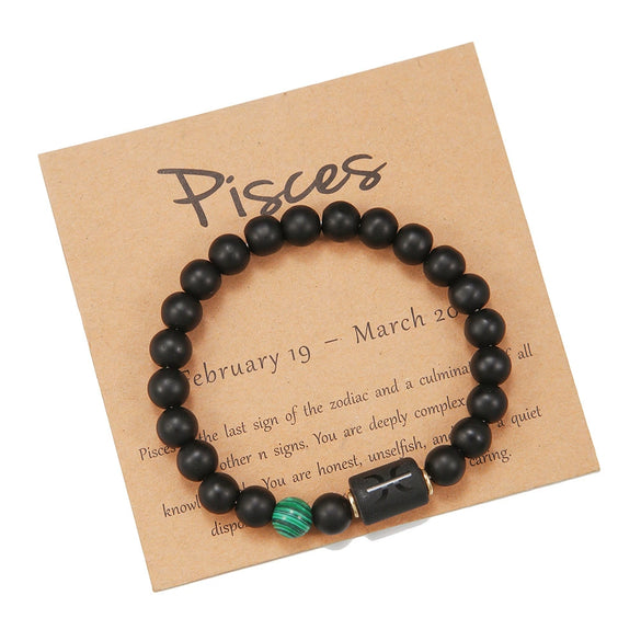 Beads Elastic Bracelet Synthetic Stone Geometric Twelve Constellations Handmade Unisex