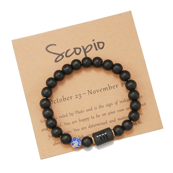 Beads Elastic Bracelet Synthetic Stone Geometric Twelve Constellations Handmade Unisex