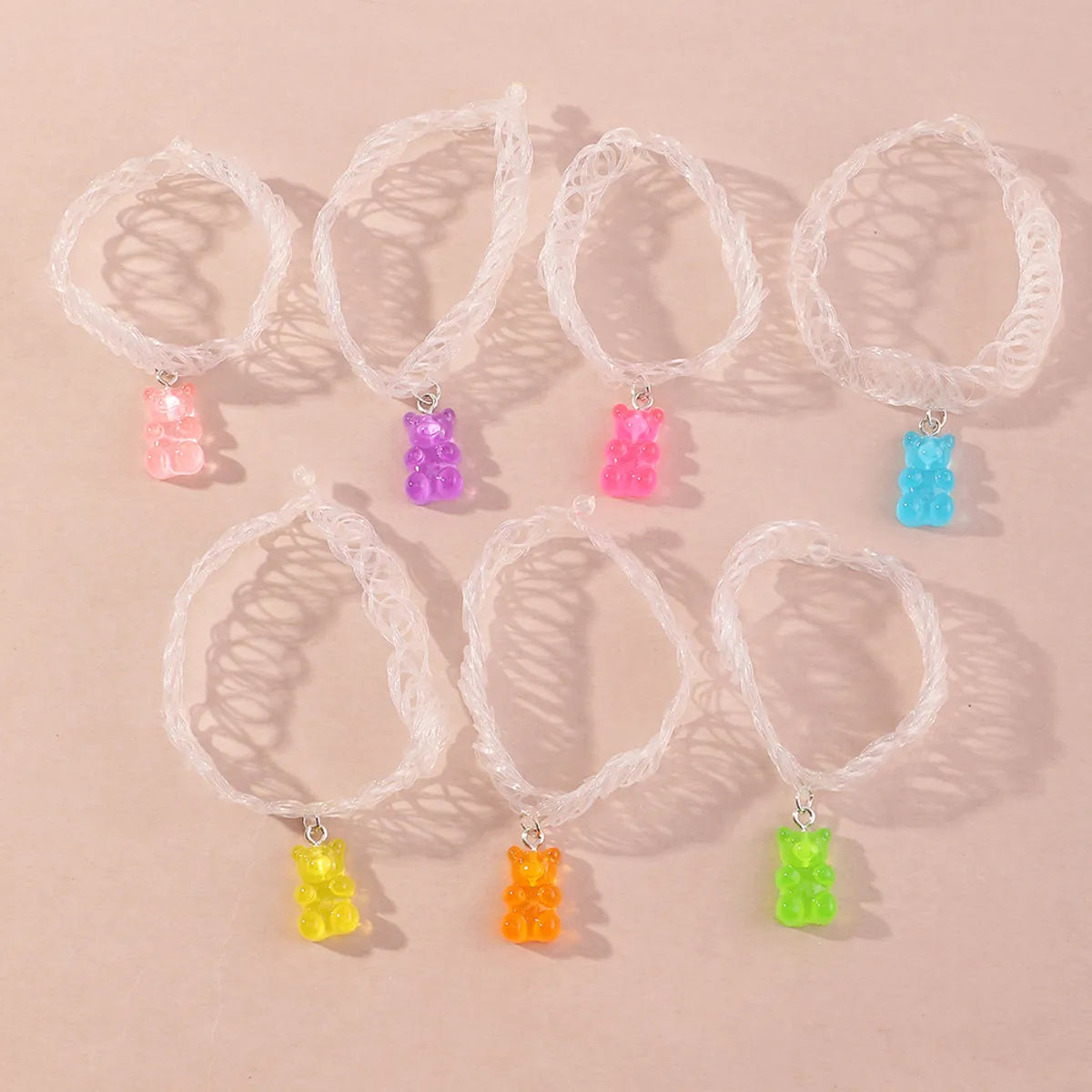 Children's Simple Mixed Color Bear Cartoon Solid Color Drawstring Collar Set