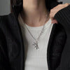 Bear Double Layer Titanium Steel Necklace Hip Hop Geometric Pendant Sweater Chain For Women And Men
