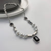 Bear Double Layer Titanium Steel Necklace Hip Hop Geometric Pendant Sweater Chain For Women And Men
